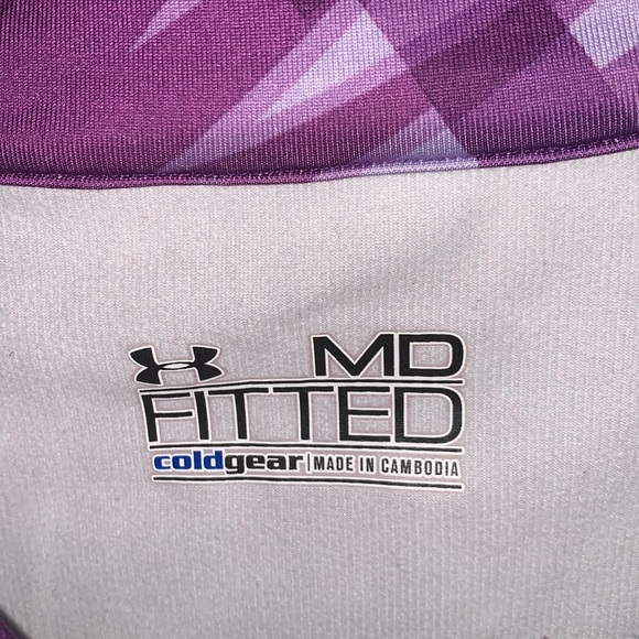 Under Armour purple printed coldgear 1/4 zip thumb tech pullover shirt size MD - Picture 3 of 3